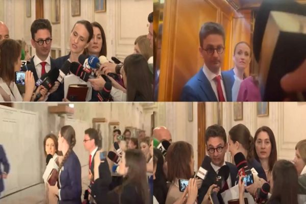 NOUL MINISTRU DE EXTERNE, DERANJAT DE ÎNTREBĂRILE JURNALIȘTILOR DESPRE TRUMP. ȚOIU ARUNCĂ BOMBA ȘI FUGE ÎN TIMP CE BULAI ÎMPINGE PRESA-VIDEO
